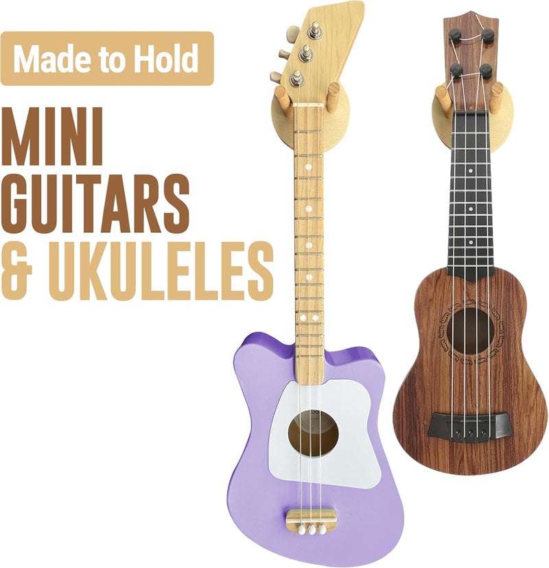 Samorillo [2 Pack] Wall Mounts for Mini Guitars & Ukuleles - Wooden Hooks With Mounting Hardware - Install in Minutes and Hang With Confidence - Image 3